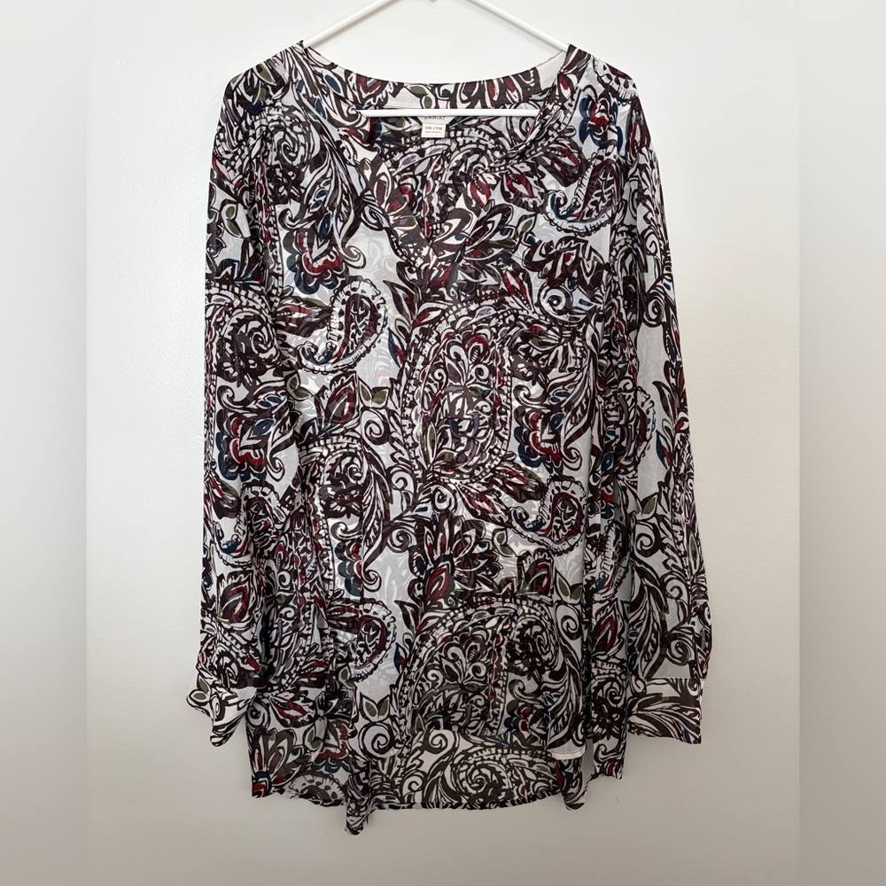 Ariat Long-Sleeve Semi-Sheer Paisley Western Boho Tunic